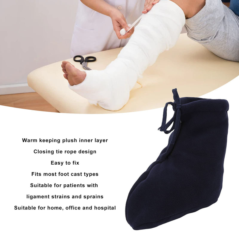 [Australia] - Foot Cast Sock, Soft Thick and Warm White Plush Cast Sock Toe Cover, Adjustable Foot Warmer Protector for Women and Men Leg Foot Ankle Dark Blue (XL) XL 