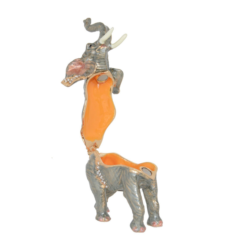 [Australia] - Minihouse Elephant Trinket Box Hinged Hand-Painted Enameled Animal Figurine Collectible Jewelry Box Ring Holder, Unique Gift for Home Decor Elephant-grey 