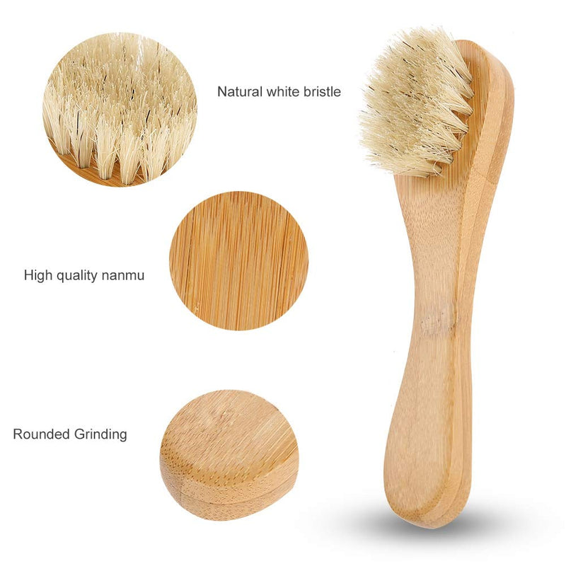 [Australia] - Facial brush, wooden handle Manual facial cleansing brush, facial cleansing brush made of wood, gentle peeling for the face and sensitive skin for dry brush massage exfoliation and cleansing 