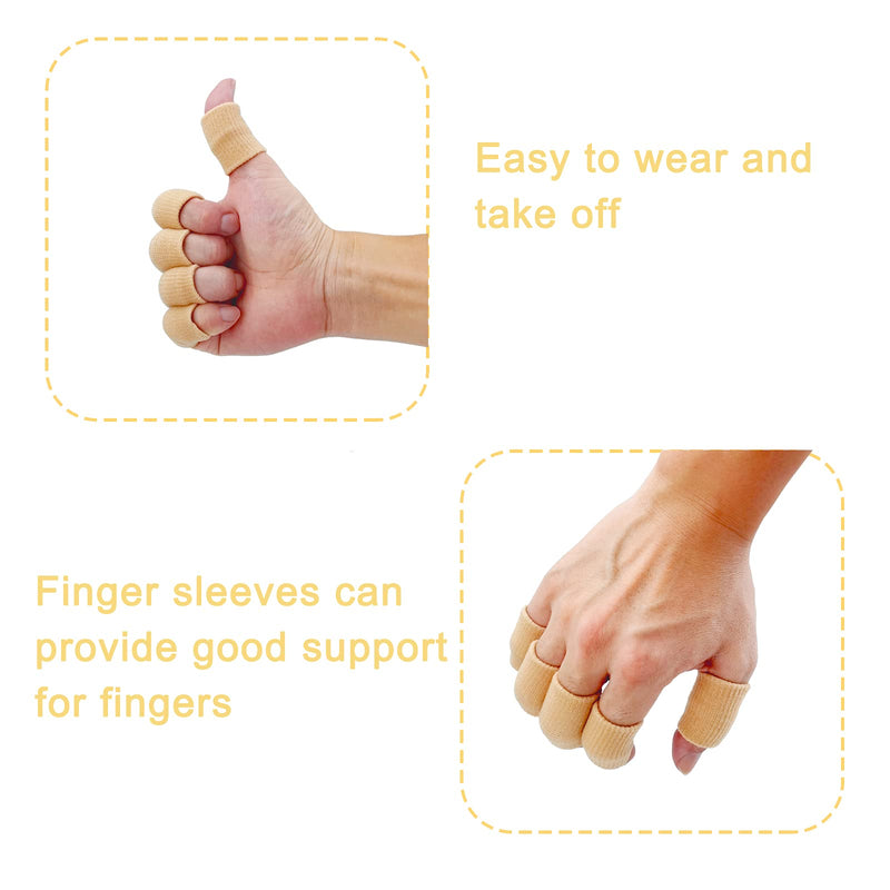 [Australia] - Finger Sleeves , Thumb Splint Brace For Finger Support, Breathable Elastic Finger tape, Compression pression Protector For Reliving Pain, Triggger Finger, Compression Aid For Sports, 10PCS (Beige) Beige 