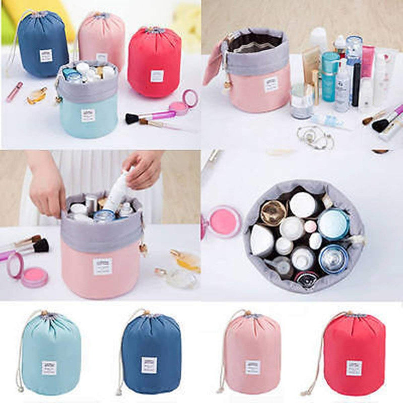 [Australia] - Travel Cosmetic Bags Barrel Makeup Bag,Women&Girls Portable Foldable Cases,EUOW Multifunctional Toiletry Bucket Bags Round Organizer Storage Pocket Soft Collapsible(Lightblue) Lightblue 