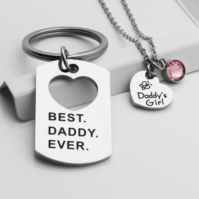 [Australia] - Ankiyabe Father Daughter Gift Dad Keychain and Daddy's Girl Necklace Matching Jewelry Set Gift for Daddy from Daughter Best Daddy Ever & Daddy's Girl 