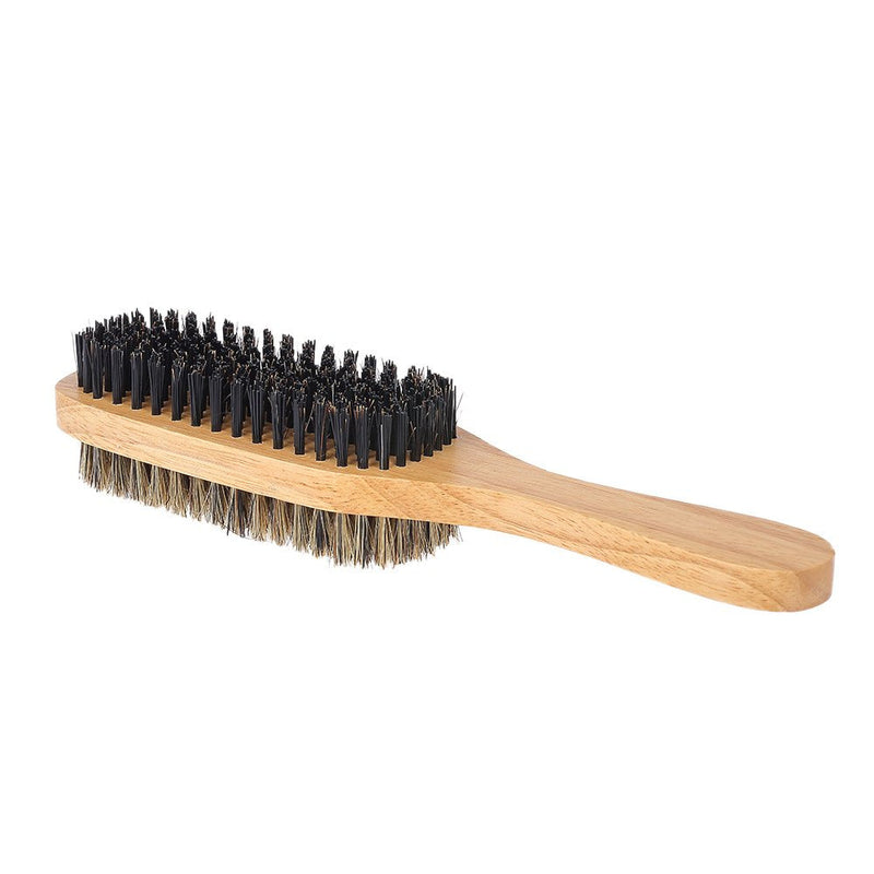[Australia] - Men's Beard Brush Double-Sided Facial Hair Brush Shaving Comb Male Mustache Brush Solid Wood Handle 