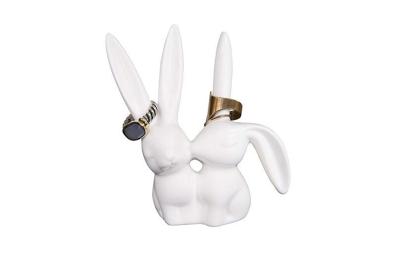 [Australia] - Creative Co-Op DA2618 White Ceramic Bunny Ring Holder, 3" L x 4" H 