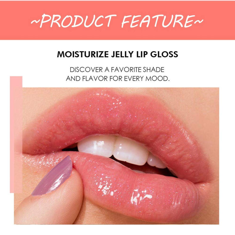 [Australia] - Ofanyia Crystal Jelly Lip Gloss Lqiuid Lipstick Moisturizing Waterproof Non-stick Cup Lip Glaze Lip Glosses 1# 