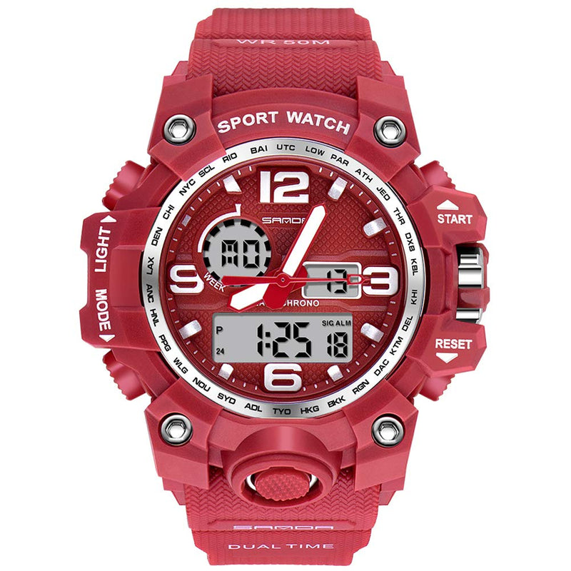 [Australia] - Women’s Digital Sports Watch, Dual-Display Waterproof Wrist Watch with Alarm and Stopwatch red 