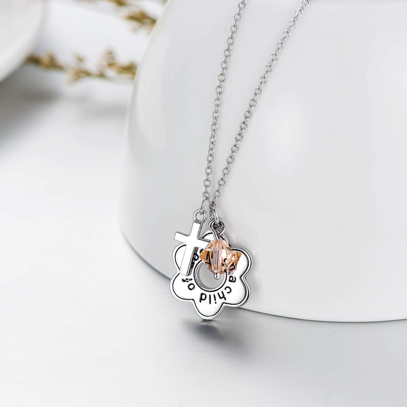 [Australia] - Sterling Silver"I Am a Child of God" Daisy Necklace Jewelry Birthday Gifts for Girls 