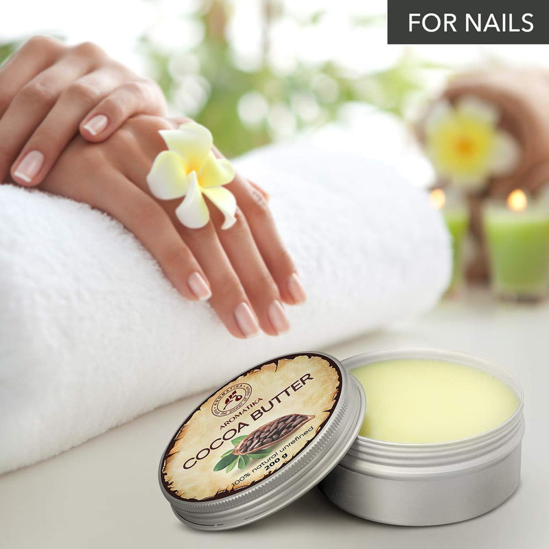 [Australia] - Cocoa Butter Pure & Natural 200g - Burkina Faso - Theobroma Cacao Seed Butter - Great Benefits for Skin - Hair - Face - Body - Lip care - Cacao Butters 