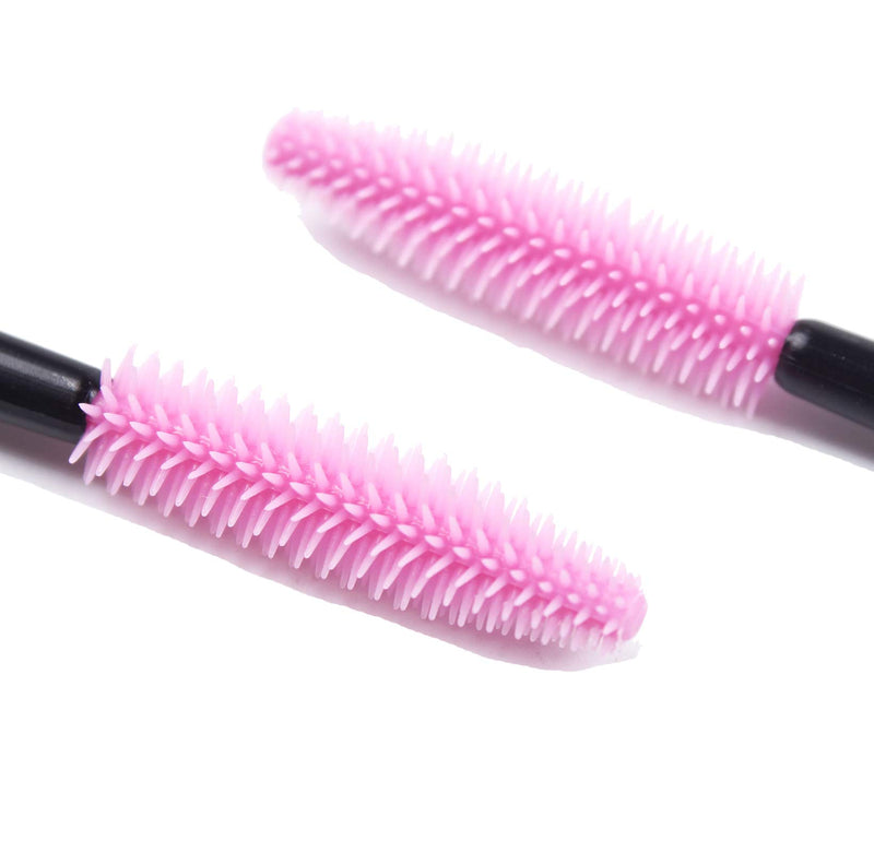 [Australia] - BIHRTC Pack of 100 One-Off Disposable Silicone Eyelash Mascara Brushes Wands Applicator Eyebrow Brush Makeup Tool Kit Set Deep pink 