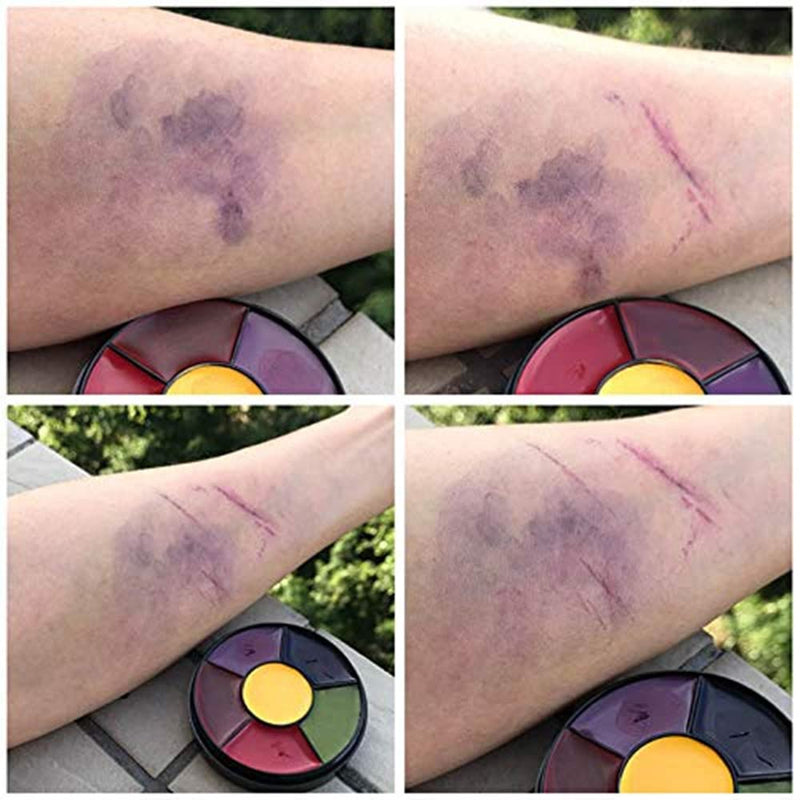 [Australia] - Mysense 6 Color Bruise Wheel Special Effects SFX Zombie Makeup Kit Halloween Professional Non Toxic Face Body Paint Oil Sfx Makeup Set with Sponge 01 