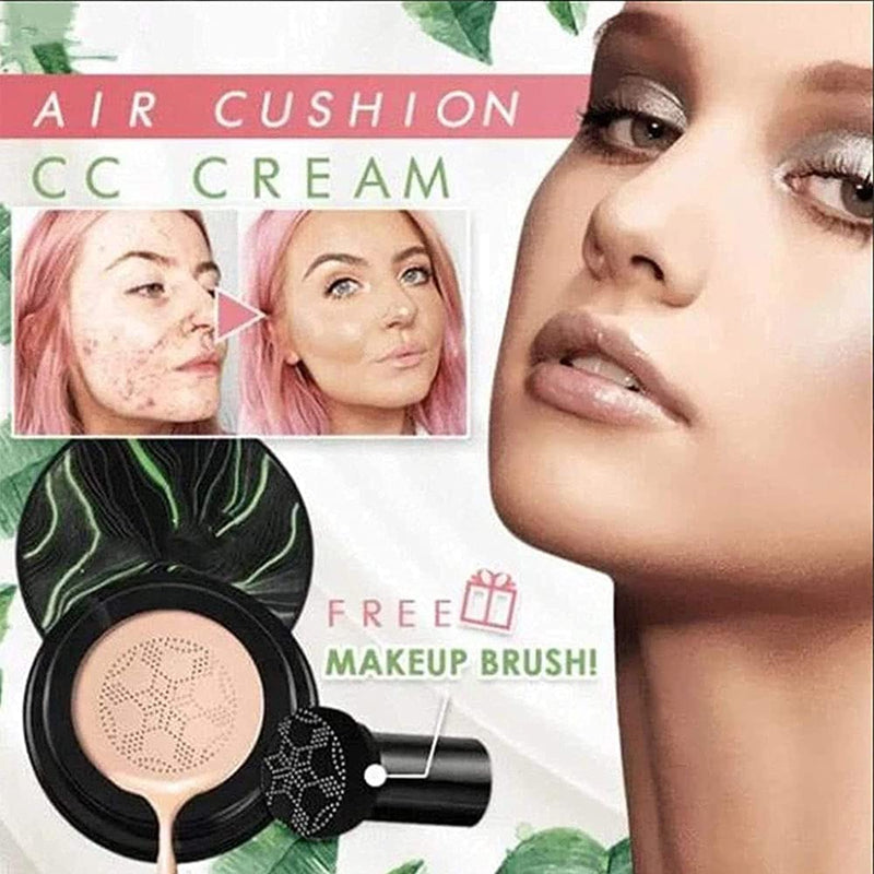 [Australia] - Mushroom Head Air Cushion CC Cream Foundation, Moisturizing Concealer BB Cream Nude Long Lasting Matte CC Cream Liquid Foundation Makeup (Ivory) Ivory 