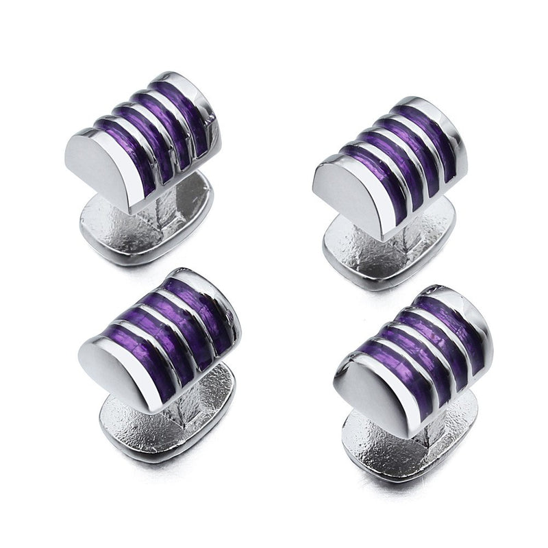 [Australia] - HAWSON Graceful Enamel Tuxedo Cufflinks and Studs Set for Wedding Accessories Purple 