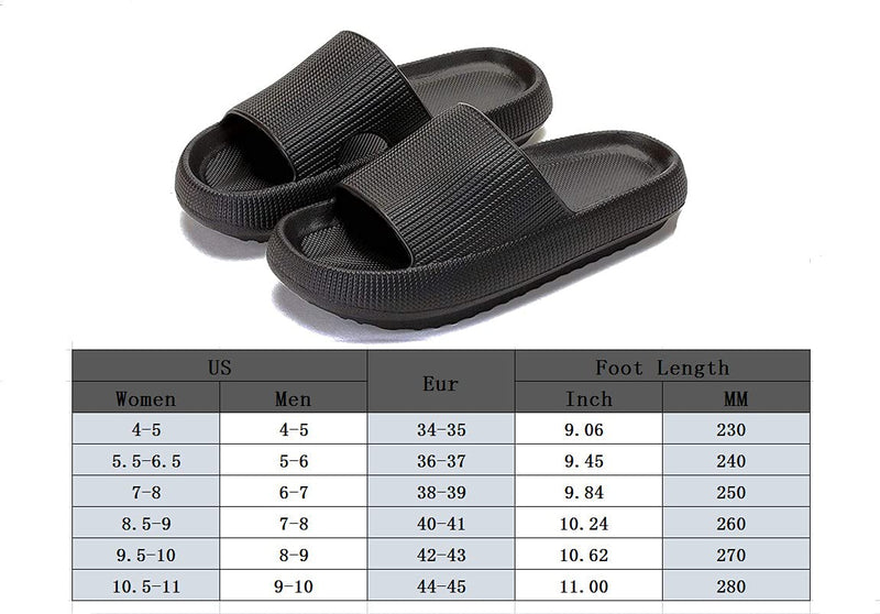 [Australia] - Pillow Slides Slippers, Sharllen Non-Slip Shower Bathroom Spa Slipper, Open Toe Spa Slippers, EVA Platform Thick Sole Quick Drying Super Soft Foam Massage Sandals for Women and Men Black 5.5-6.5 Women/5-6 Men 