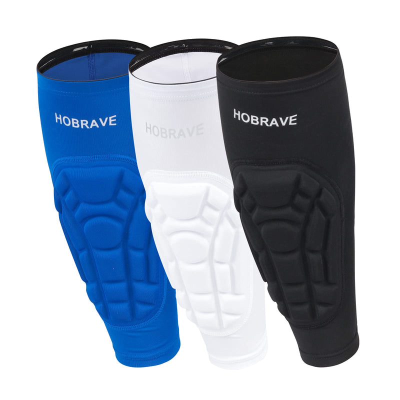 [Australia] - HOBRAVE 2PCS Soccer Shin Guards Padded Calf Compression Sleeves Supports for Shin Splint XX-Large Black 