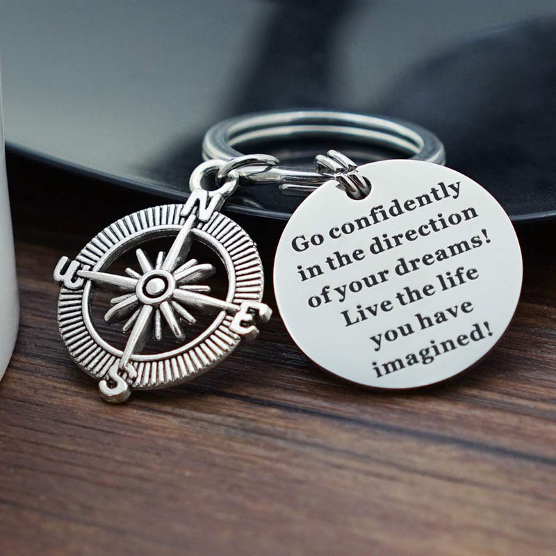 [Australia] - VANGETIMI Inspirational Graduation Keychain Gifts for Grads Stainless Steel Compass Engraved Keychain Gifts for Him Her Women Men Girls 2020 style 1 