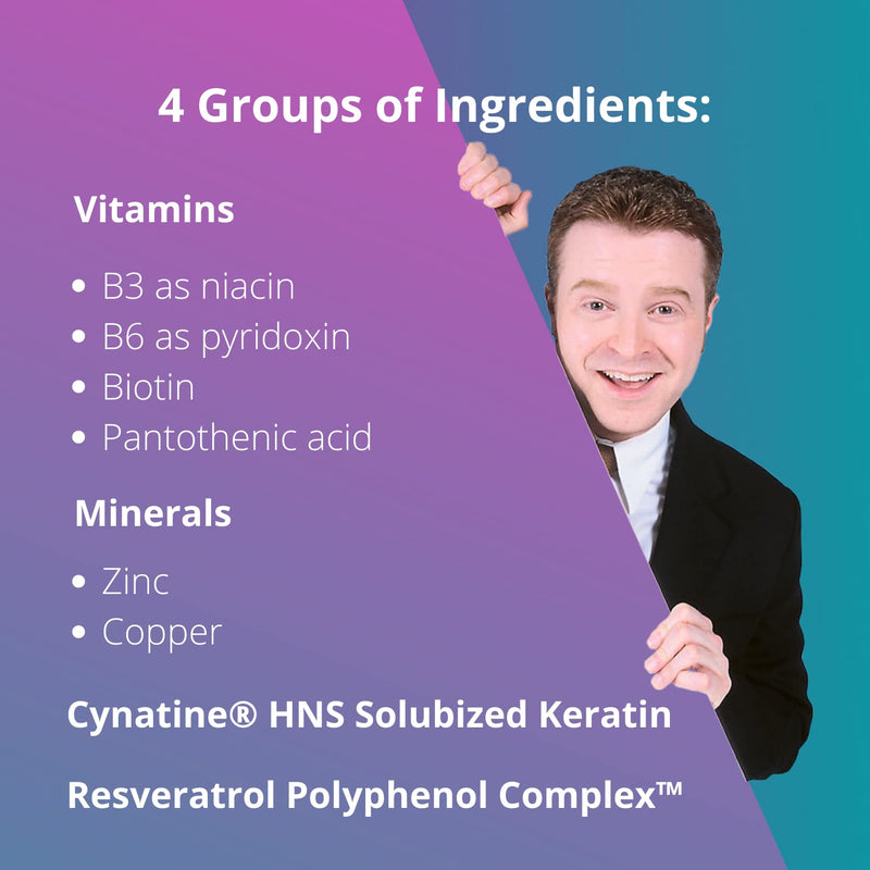 [Australia] - ResVitale Keratin Hair Enhance - Keratin Complex for Hair, Skin and Nails - Keratin Hair Booster with Resveratrol, Biotin, Vitamin B6, & Pantothenic Acid - 60 Veggie Caps 