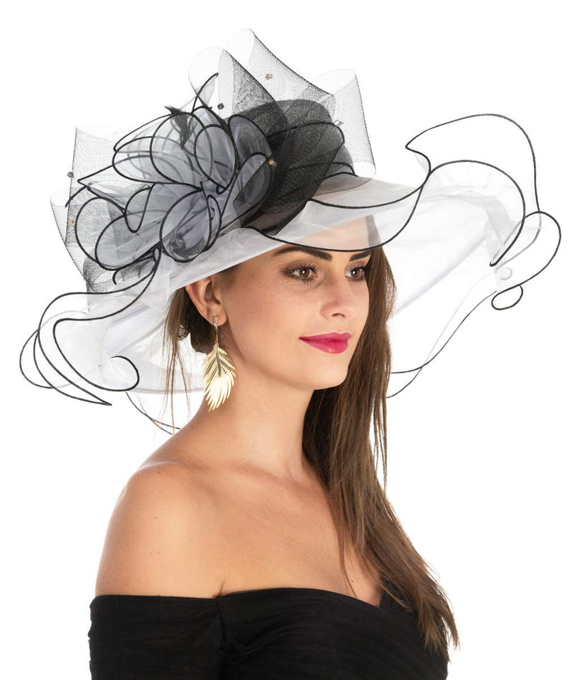 [Australia] - Women's Organza Church Kentucky Derby British Fascinator Bridal Tea Party Wedding Hat Summer Ruffles Cap Hjh-red Flower 