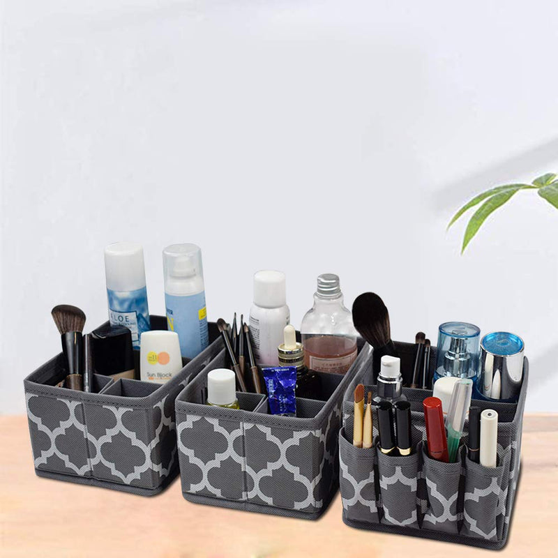 [Australia] - Drawer Organizer Bins Bathroom Storage Basket Box,Cosmetic Organizing Countertop for Caddy,Makeup,Face Care,Clothes,Set of 3 Grey 