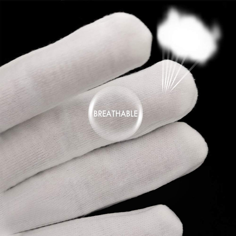 [Australia] - TEEROVA 2 Pairs Premium Cotton Cosmetic Moisturizing Natural Therapy Gloves for Dry Hands Healing and Beauty (White) 