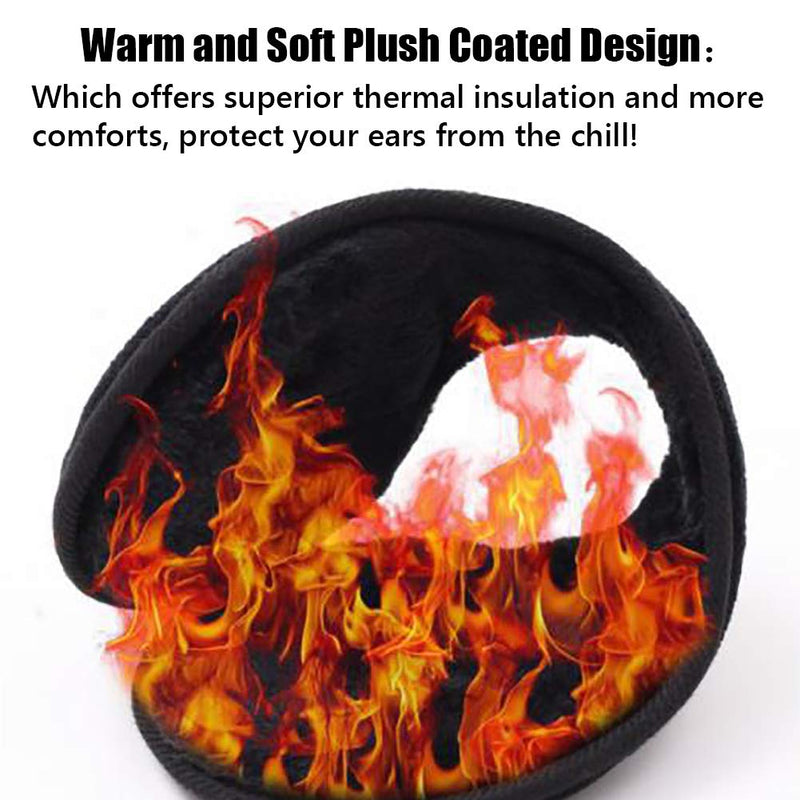 [Australia] - LISM 2020 Upgraded Bigger Ear Warmers for Men and Women - The Warmest Fleece Plush Winter Earmuffs and Super Soft Ear Cover Behind Neck for Outdoor Black 
