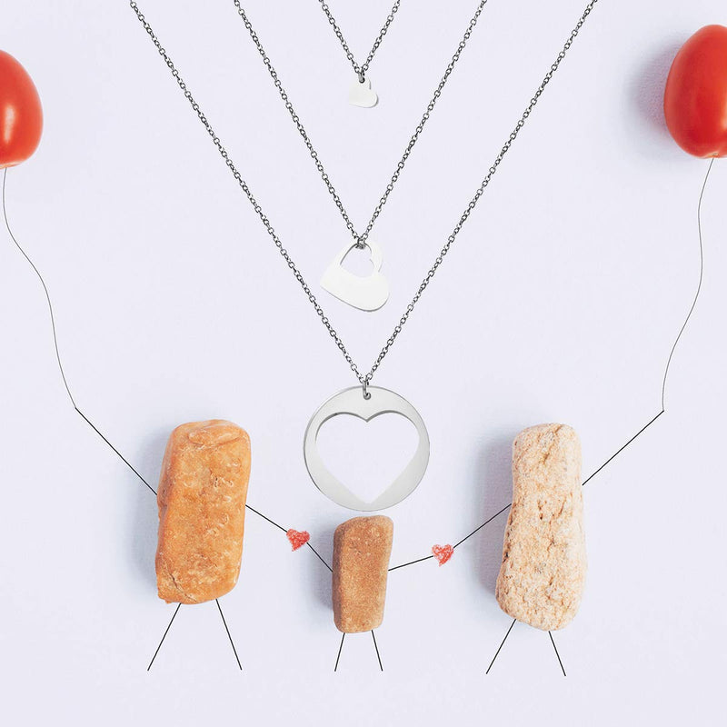 [Australia] - ENSIANTH Generations Necklace Set Heart Cutout Necklace for Grandmother Mother Daughter 