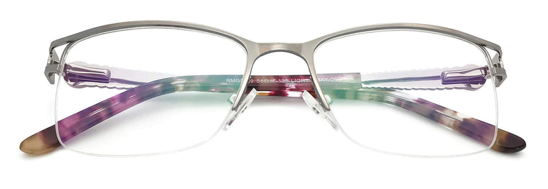 [Australia] - Uncovered wide angle lens decent design semi-rimless metal optical frames clear lens for women Grey 