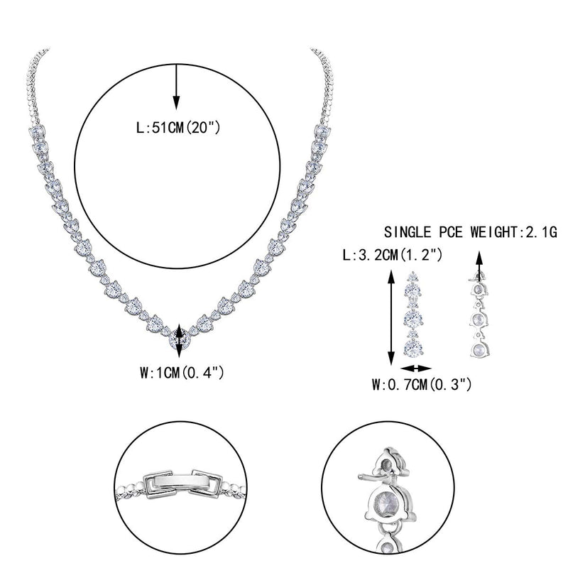 [Australia] - EVER FAITH Wedding Silver-Tone Clear Zircon CZ Flower Circle Necklace Earrings Set 