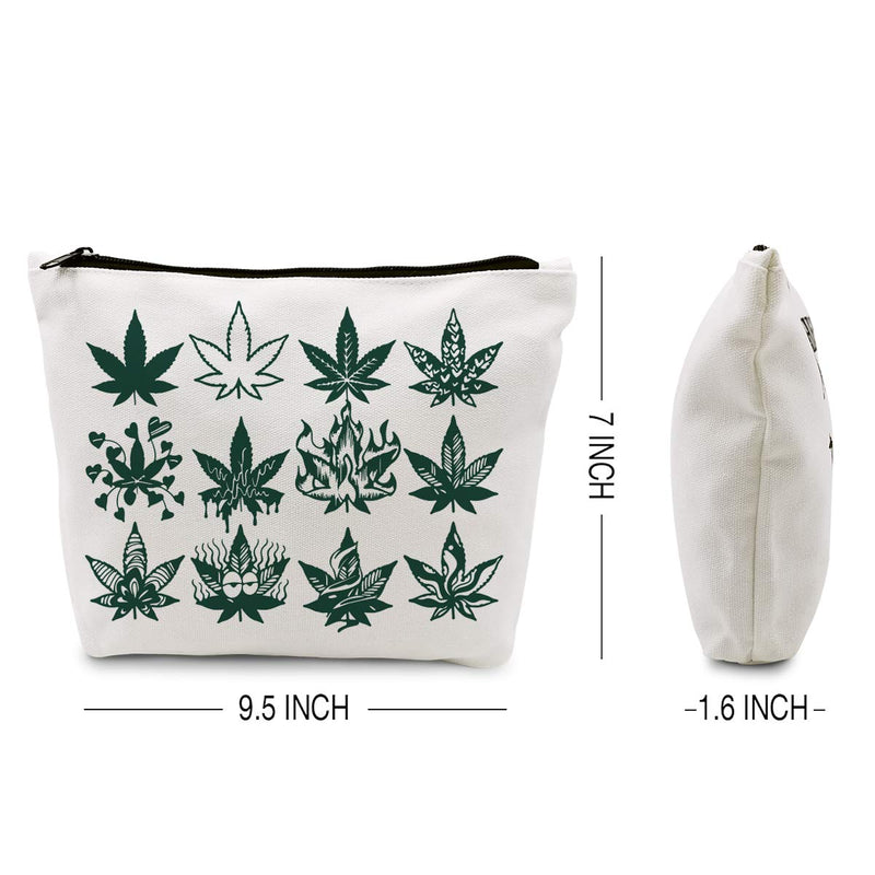 [Australia] - Funny Green Leaf Makeup Bag Gift for Women Best Friends Sister Teens Makeup Lover | Cute Herb Makeup Zipper Pouch Bag Cosmetic Travel Accessories Bag Toiletry Case Gifts for Birthday Christmas 