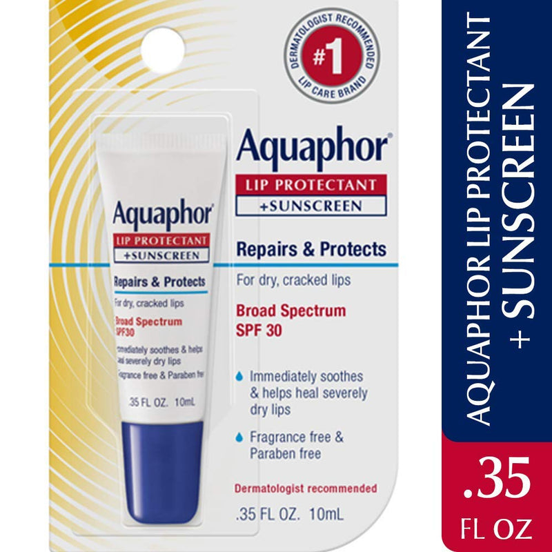 [Australia] - Aquaphor Lip Protectant and Sunscreen Ointment - Broad Spectrum SPF 30 - Relieves Chapped Lips, Ointment, Fragrance Free, 0.35 Fl Oz 