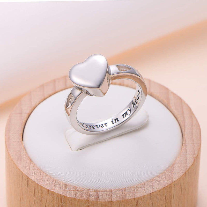 [Australia] - Sterling Silver Forever In My Heart Cremation Urn Ring Hold Loved Ones Ashes for Women Finger Ring Memorial Jewelry 7 