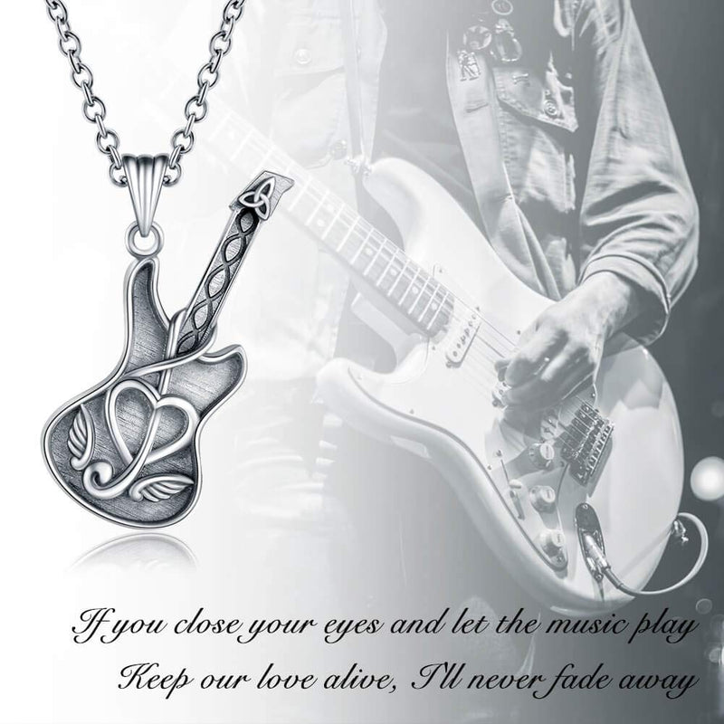 [Australia] - 925 Sterling Silver Guitar Cremation Jewelry for Ash - Urn Necklace Musical Memorial Pendant Bereavement Keepsake Gift for Loss of Guitarist or Music Lover 