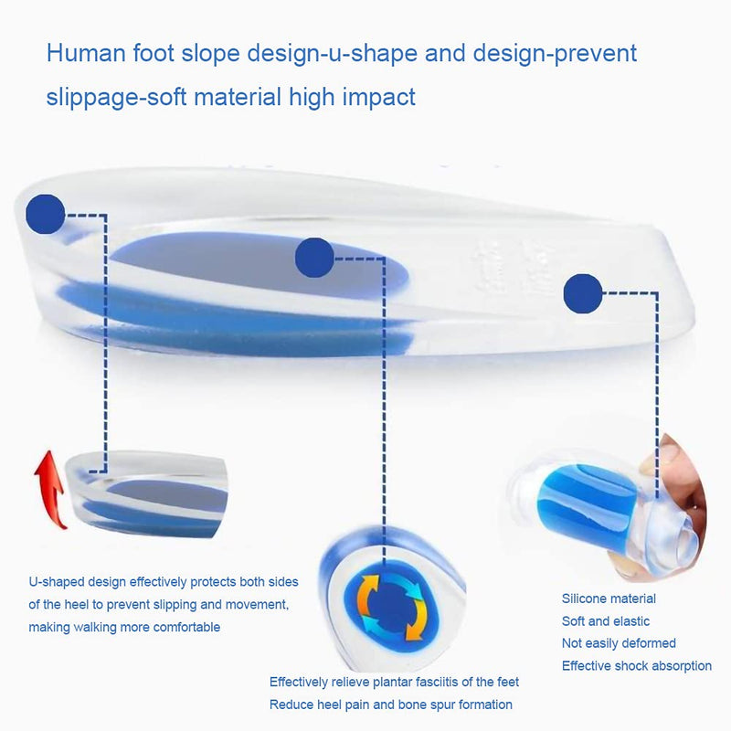 [Australia] - 3 Pairs Gel Heel Cups, Silicone Heel Cup Pads for Plantar Fasciitis, Heel Spur & Achilles Pain, Gel Heel Cups and Cushions Absorbing Support (Men/Large) 