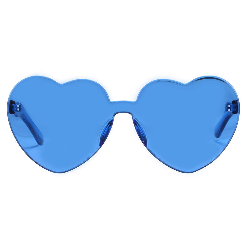 [Australia] - One Piece Heart Shaped Rimless Sunglasses Transparent Candy Color Eyewear 1-3 Color 