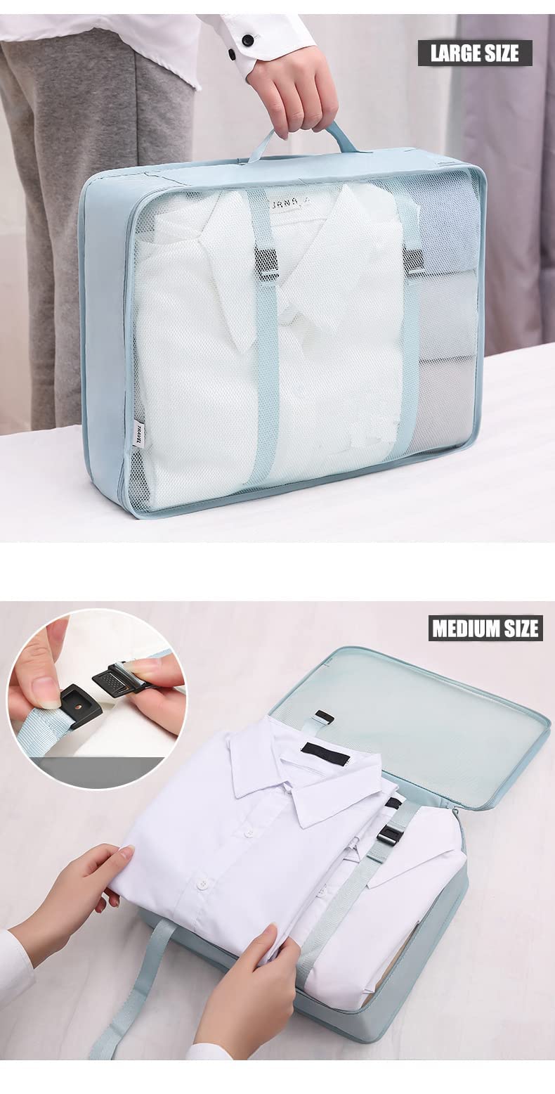 [Australia] - 8 pcs Packing Cubes Set, Travel Luggage Organizer Storage Bags Suitcase Packing Cases Including Updated Toiletry Bag, Laundry Bag & Shoes Bag (Grey) Grey 