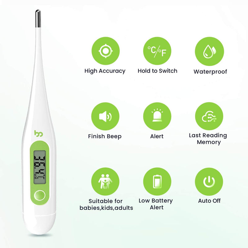 [Australia] - Femometer Digital Thermometers, Oral Thermometer Adults Kids Babies, Accurate Switchable Body Temperature Thermometer, Green 