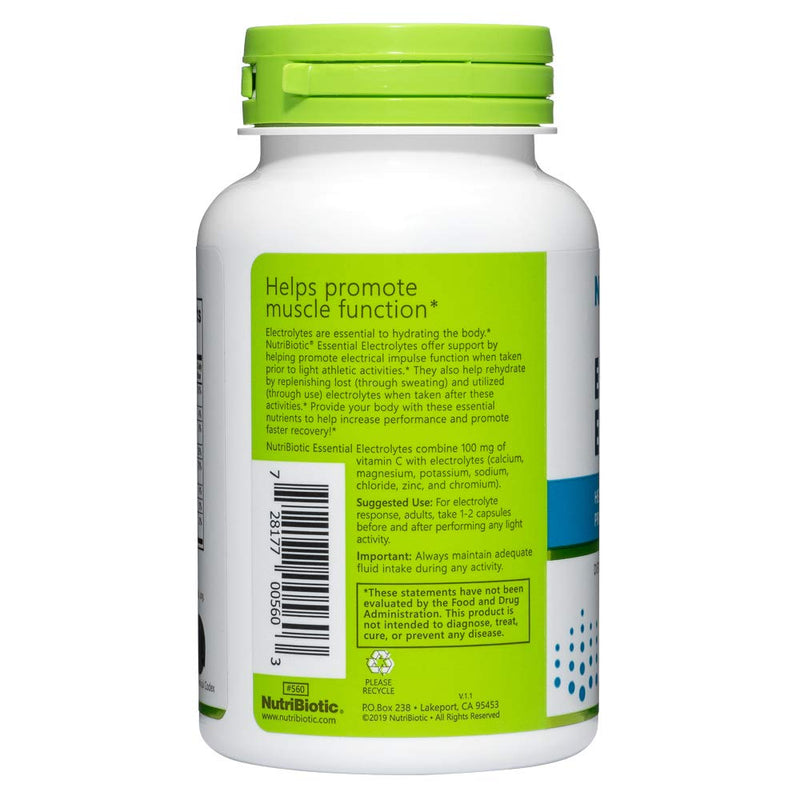 [Australia] - NutriBiotic Essential Electrolytes, 100 Ct Capsules | Supports Increased Performance & Faster Recovery | Pharmaceutical Grade Vitamin C with Electrolytes for Rehydration | Vegan, Gluten-Free & Non-GMO 