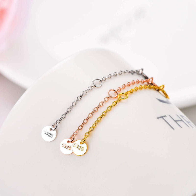 [Australia] - LONAGO 3 Pieces 925 Sterling Silver Necklace Extender Chain Bracelet Anklet Extension Set Adjustable Length, 2"+4"+6" rose-gold-plated-silver/2"+4"+6" 