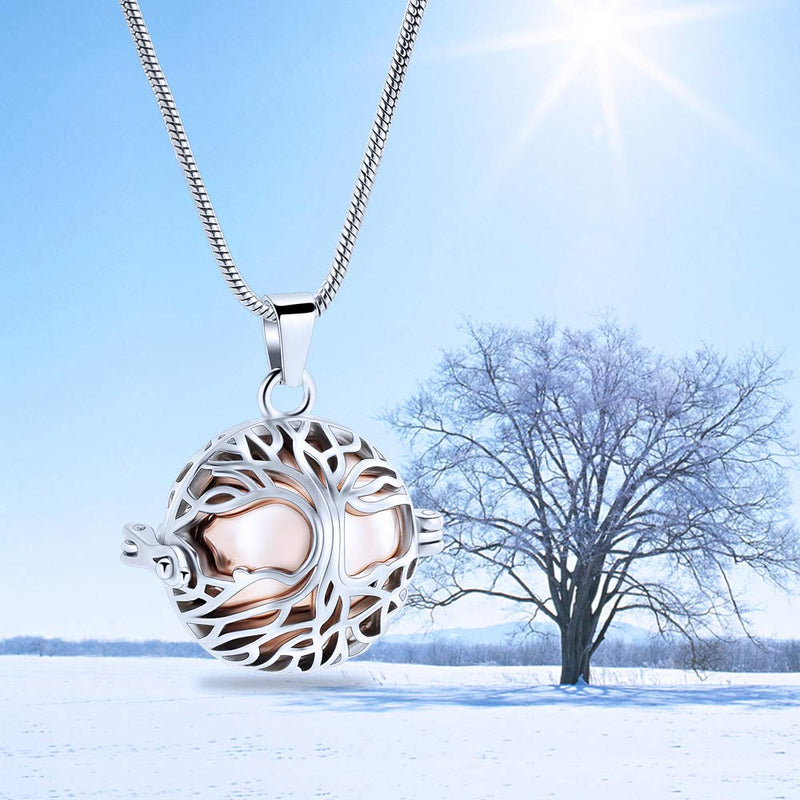 [Australia] - zeqingjw Tree of Life Cremation Urn Necklace for Ashes Memorial Urn Jewelry Ashes Locket for Loved Ones Keepsake Pendant Necklace Rose Gold Urn Tree 