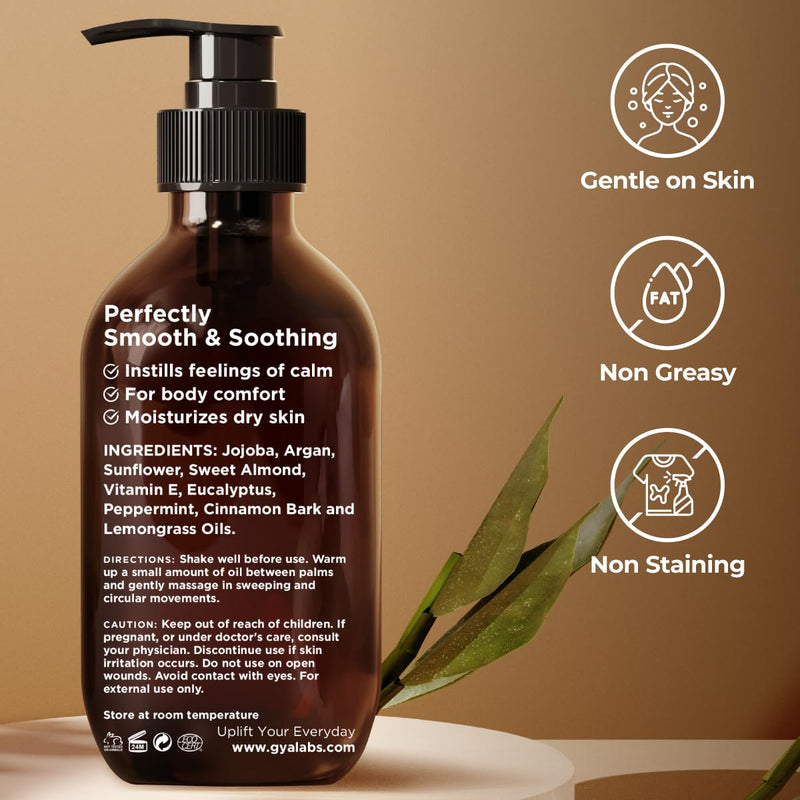 [Australia] - Gya Labs Soothing Massage Oil for Massage Therapy - Spa Quality Warming Massage Oil - Infused with Peppermint & Cinnamon for Full Body Oil Massage - (200 ml) 200 ml (Pack of 1) 