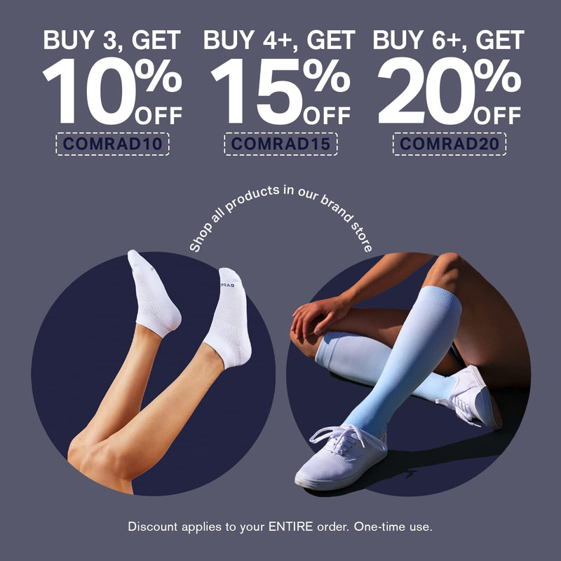 [Australia] - Comrad Knee High Compression Socks for Wide Calf - Thin, Breathable Premium Support Socks for Pregnancy, Athletes & More Medium Black 