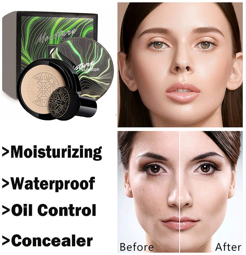 [Australia] - Mushroom Head Air Cushion CC Cream - Mushroom Head Foundation / Long Lasting Nude Matte Concealer, Oil Control/ Moisturizing BB Cream Makeup 