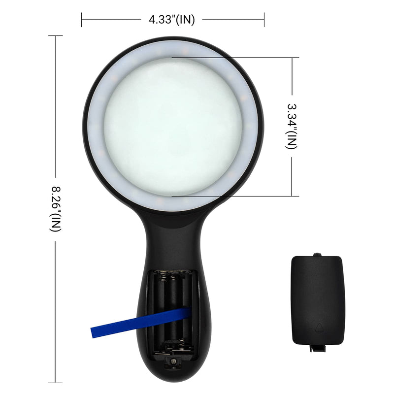 [Australia] - Sanung 10X Optical Magnifier with Light, V-3318 Handheld LED Light Magnifying Glass with Storage Pouch Illuminated Optical Glass Magnifier Jewelry Loupe for Reading Observing Repairing 