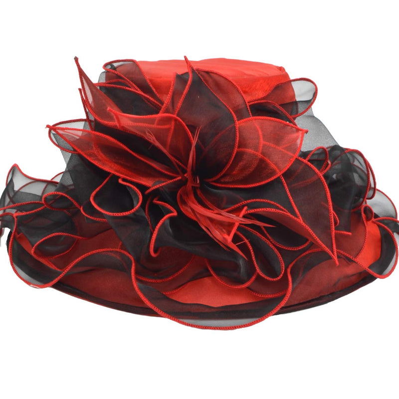 [Australia] - Women Kentucky Derby Church Dress Fascinator Wide Brim Tea Party Wedding Hats S042b S037-red 