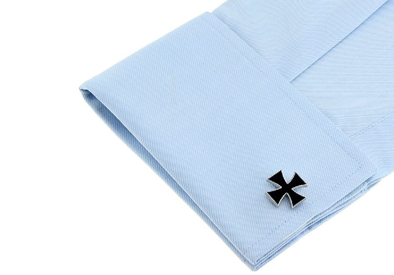 [Australia] - MRCUFF Cross Black Pair Cufflinks in a Presentation Gift Box & Polishing Cloth 