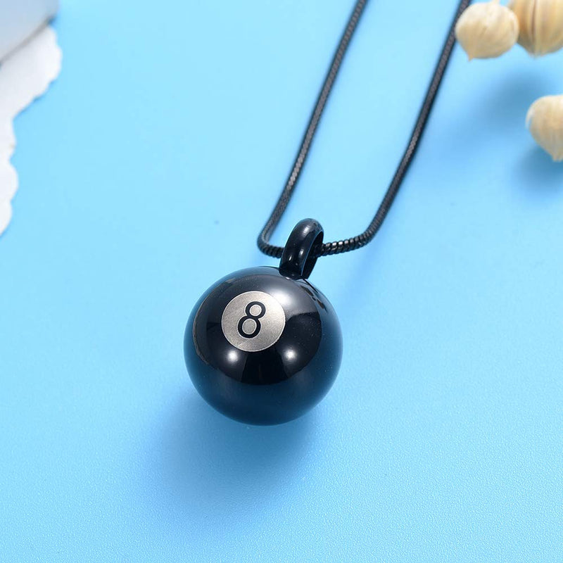 [Australia] - Oinsi Billiard Necklace Black 8 Ball Cremation Urn Necklace for Ashes for Women Men Memorial Jewelry Pendant Stainless Steel 1pcs necklace 