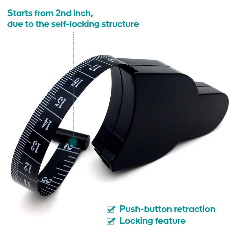 [Australia] - Body Tape Measure for Body Measuring Body Fat Measurement Tool for Weight Loss 60 Inch 150 cm (Black) 