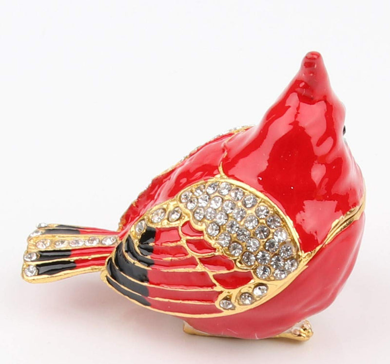 [Australia] - SEVENBEES Bird Trinket Box Metal Enameled Animal Figurines Collectable Wedding Jewelry Ring Holder Organizer Red 