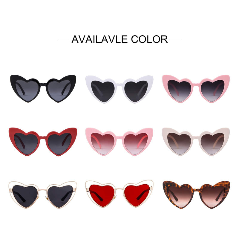 [Australia] - Clout Goggle Heart Sunglasses Vintage Cat Eye Mod Style Retro Kurt Cobain Glasses ( 2 Pack) Black+red 