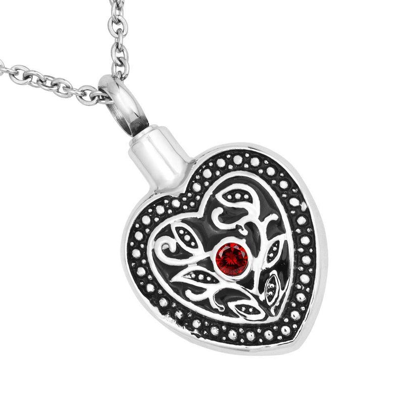 [Australia] - CLY Jewelry Engraved Pendant Cremation Jewelry Family Tree Birthstone Crystal Heart Urn Necklace for Ashes Tree Of January 