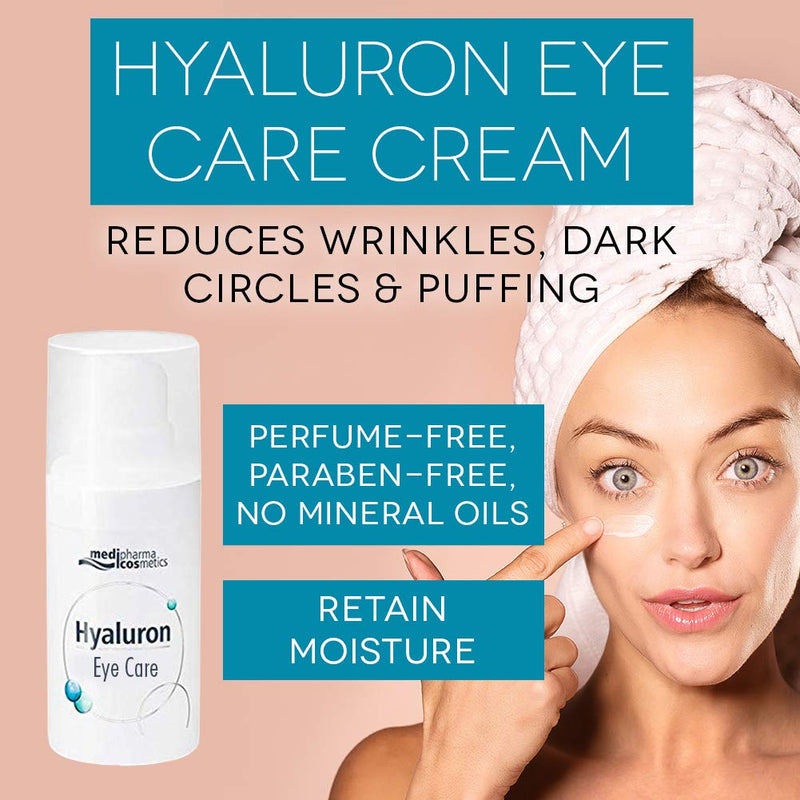 [Australia] - Medipharma Cosmetics Hyaluron Eye Care Cream - Reduces Wrinkles, Dark Circles & Puffing - Paraben Free - Moisturizer - Suitable For Dry, Sensitive Skin - 15 ML 